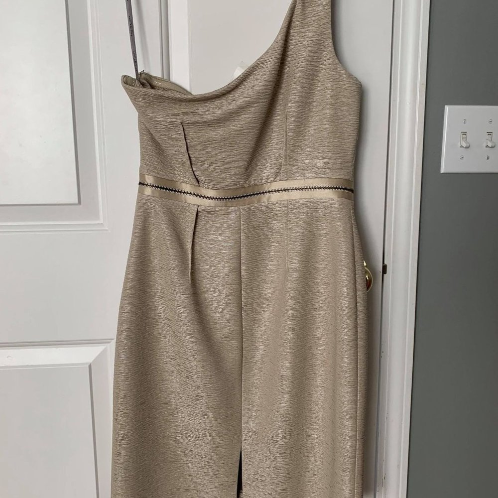 Marc New York gold 1 shoulder cocktail dress sz 6 - Picture 2 of 8